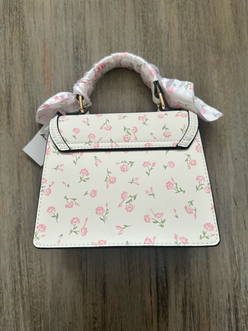 ALDO Mini Top-Handle Bag with Pink Floral & Crossbody strap - Picture 3 of 5